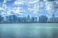 Downtown Miami Skyline with bay and clouds